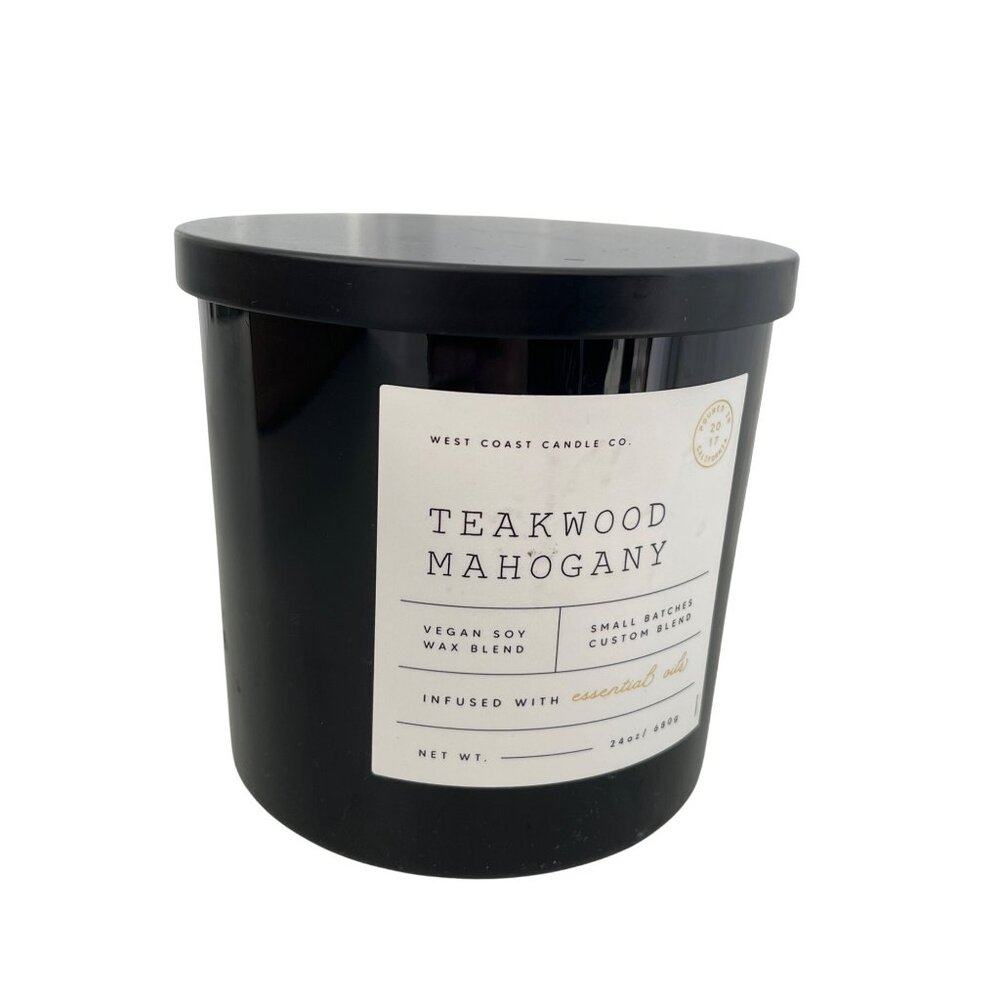 West Coast Candle Co Leoben Teakwood Mahogany Vegan Soy Candle 3 Wick 24oz NEW
